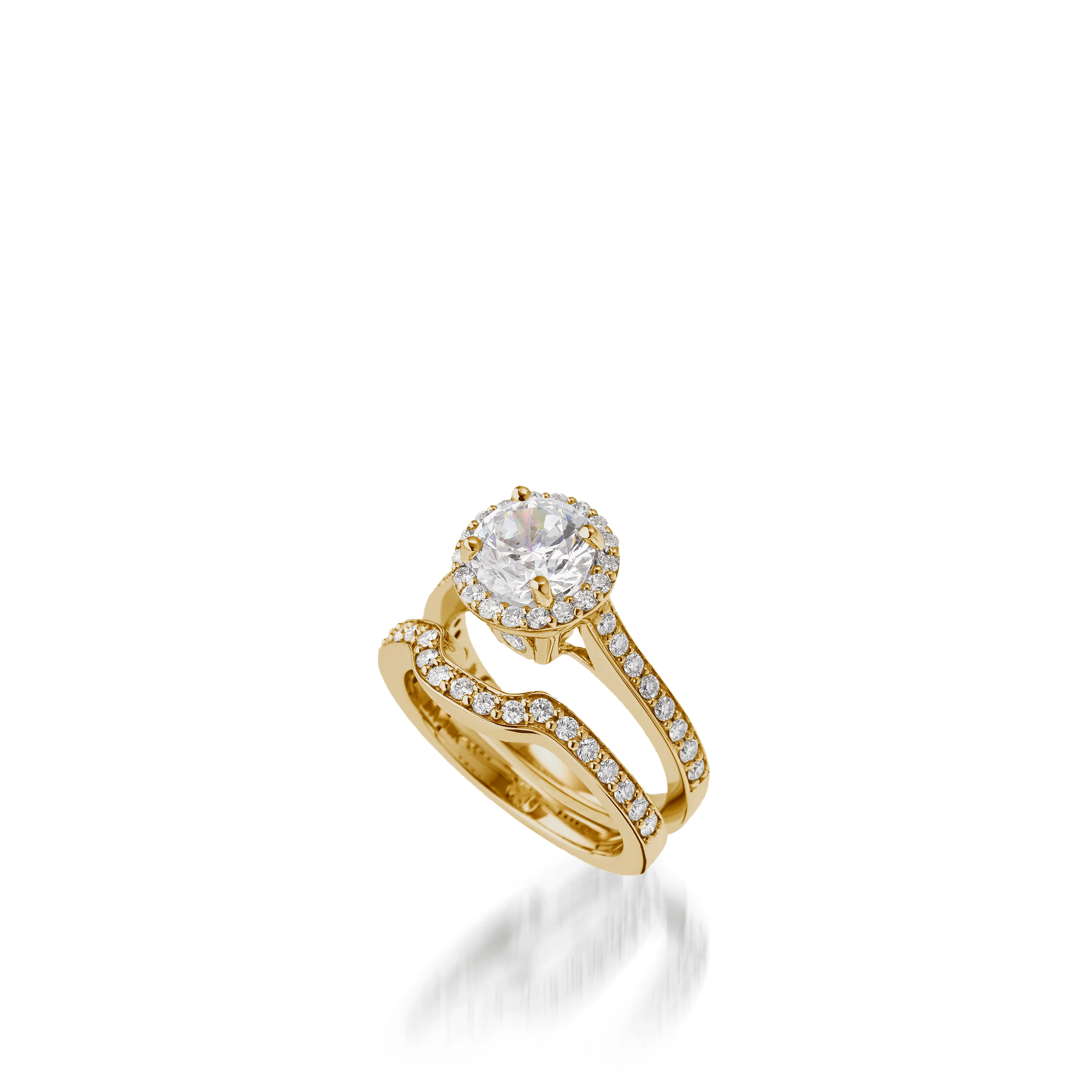 Satin Round Yellow Gold  Engagement Ring - Image 5