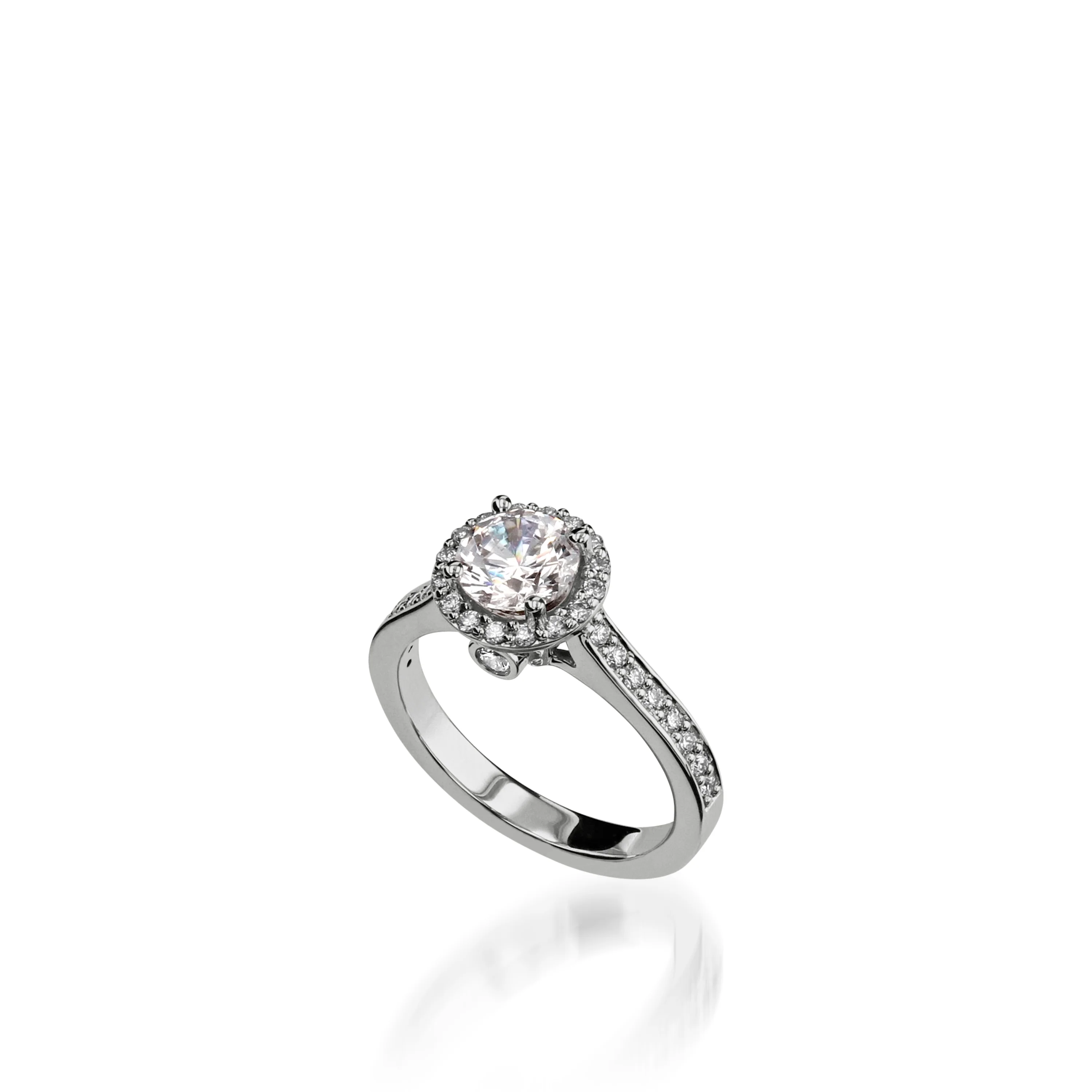 Satin Round Yellow Gold  Engagement Ring - Image 6