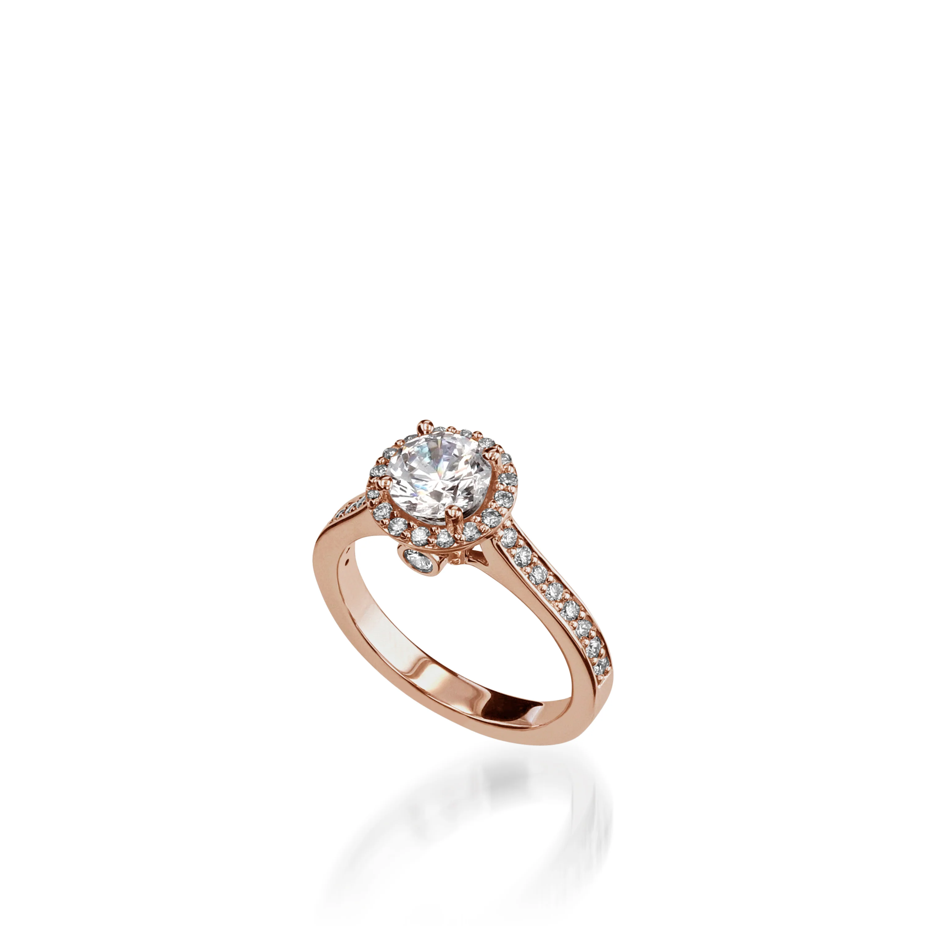 Satin Round Yellow Gold  Engagement Ring - Image 7
