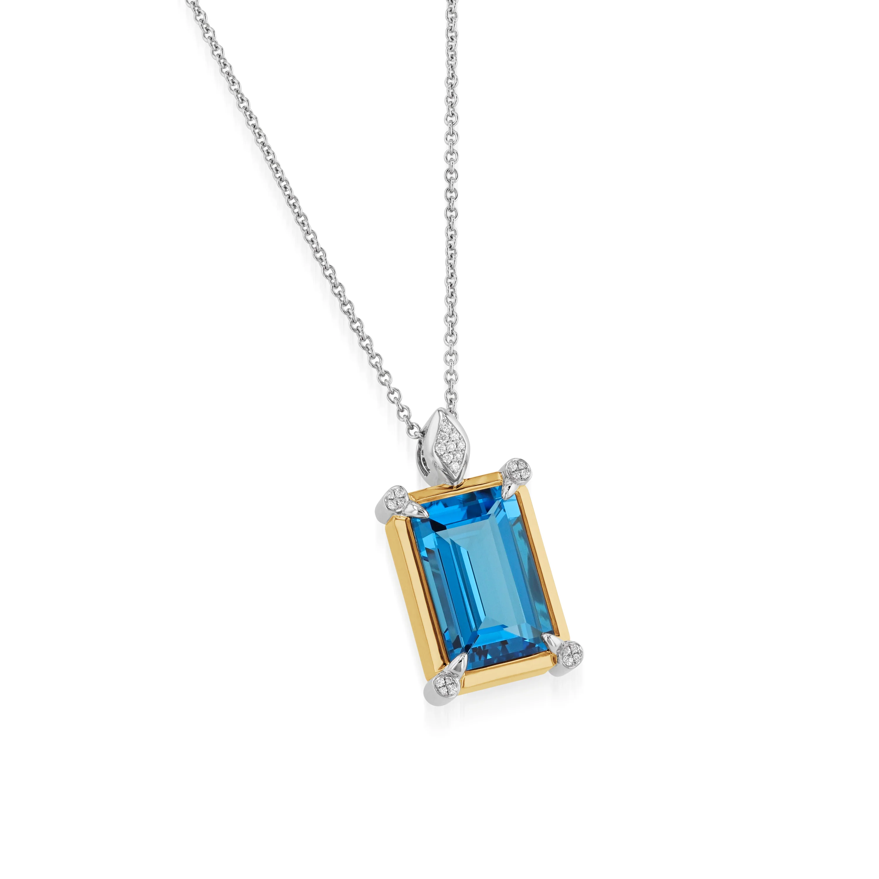 Signature Blue Topaz and Diamond Pendant Necklace