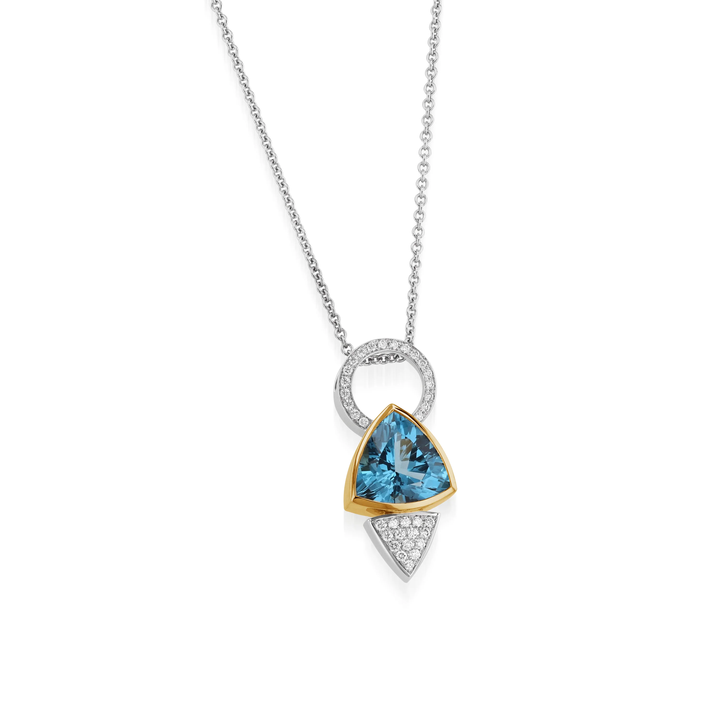 Signature Blue Topaz and Pave Diamond Pendant Necklace