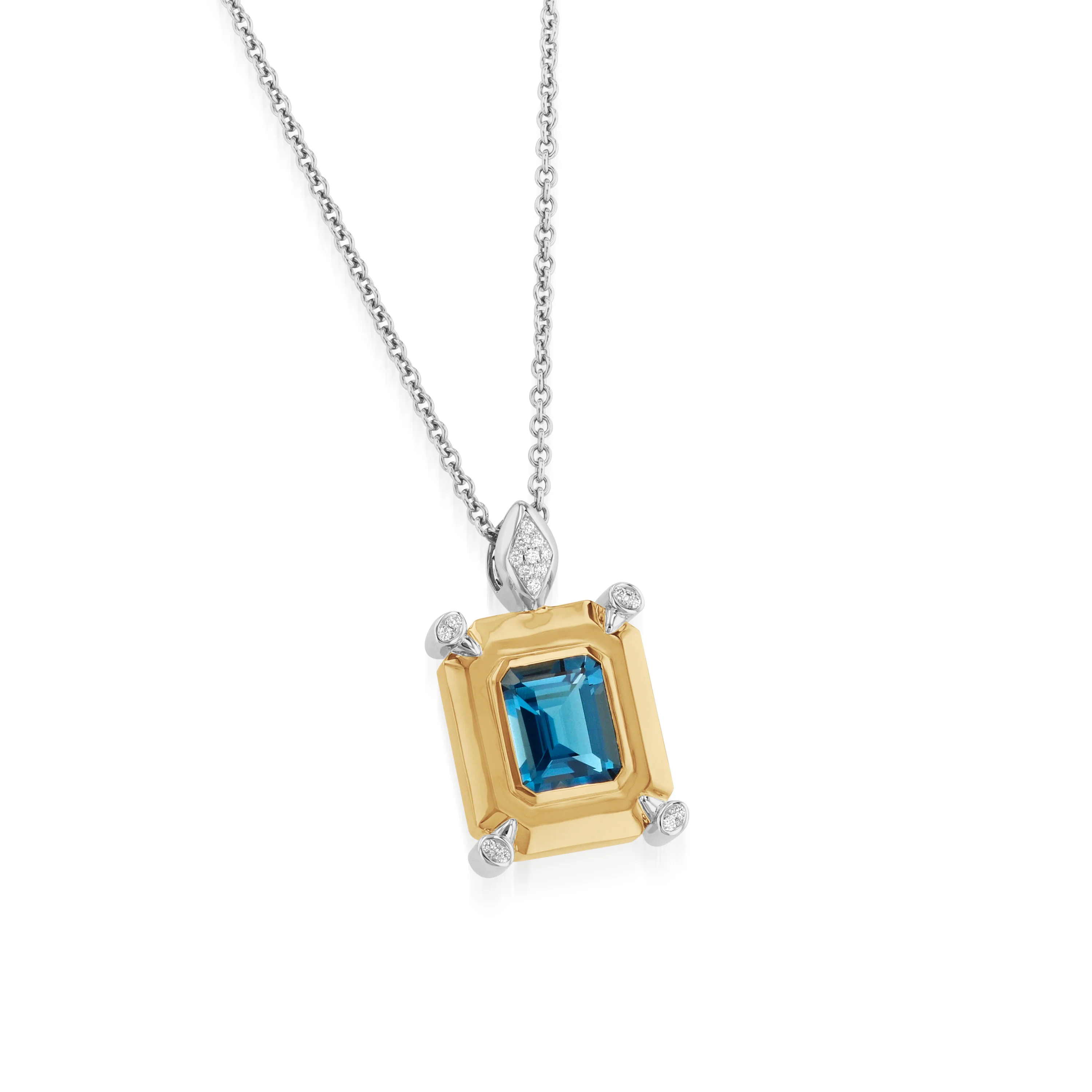 Signature London Blue topaz and Diamond Pendant Necklace