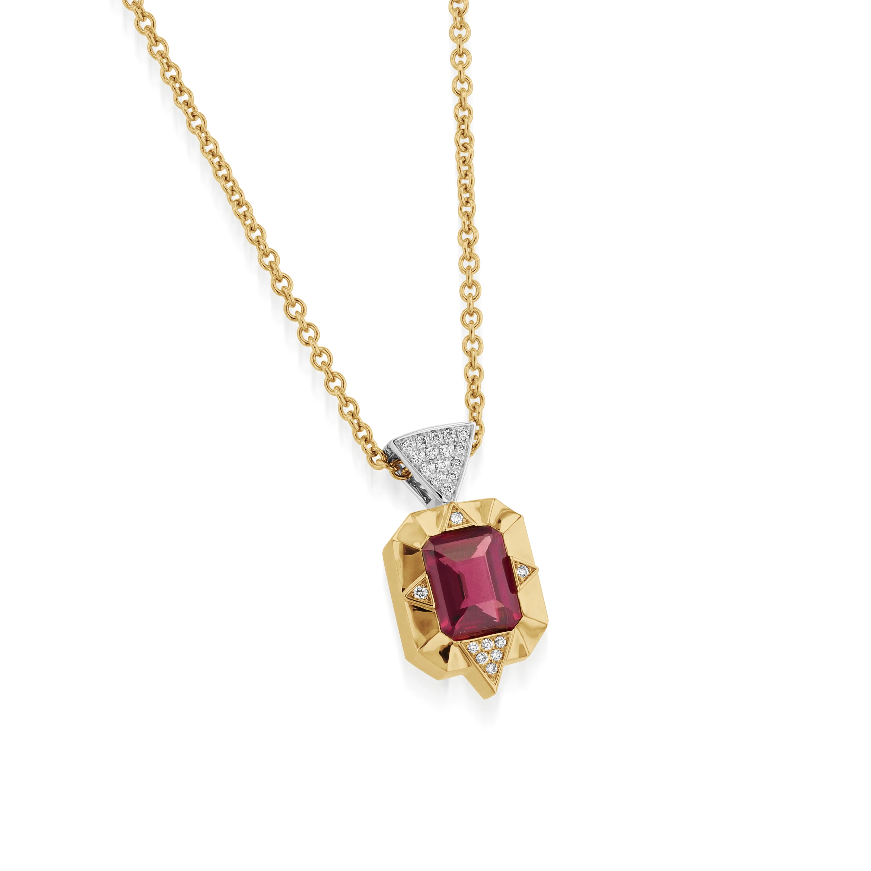 Signature Rhodolite Garnet and Diamond Pendant Necklace
