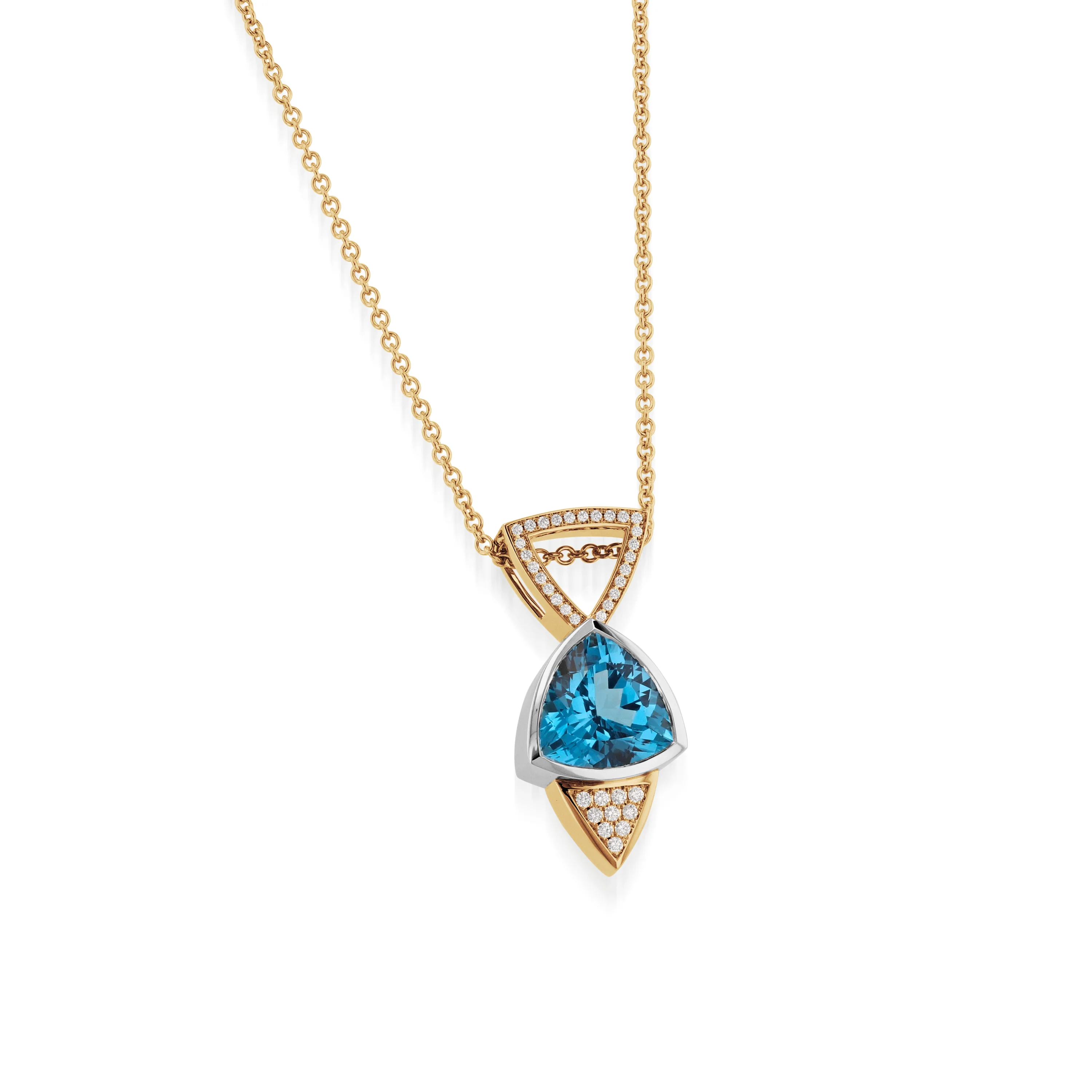 Signature Trillion Blue Topaz and Diamond Pendant Necklace