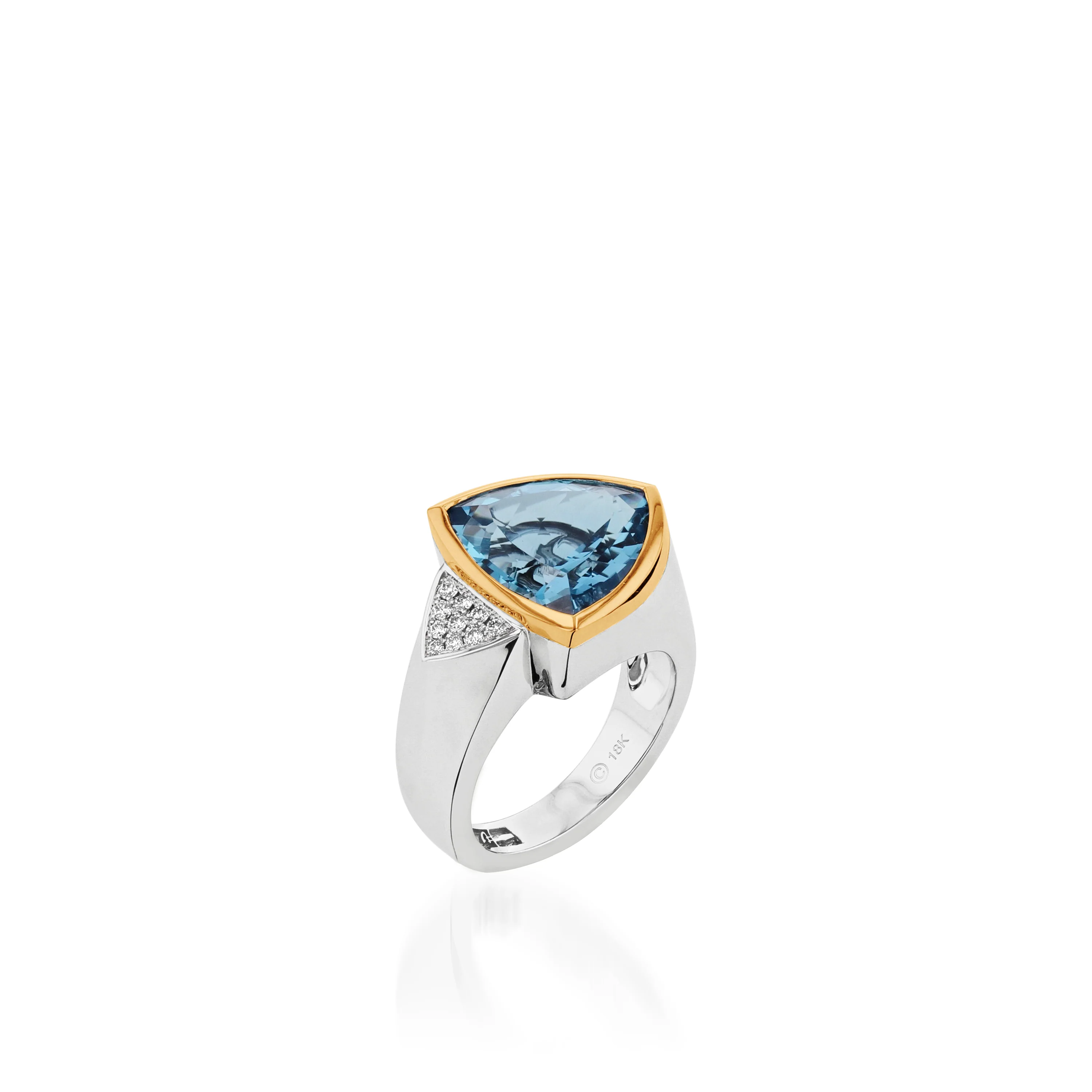 Signature Trillion Blue Topaz Diamond Ring