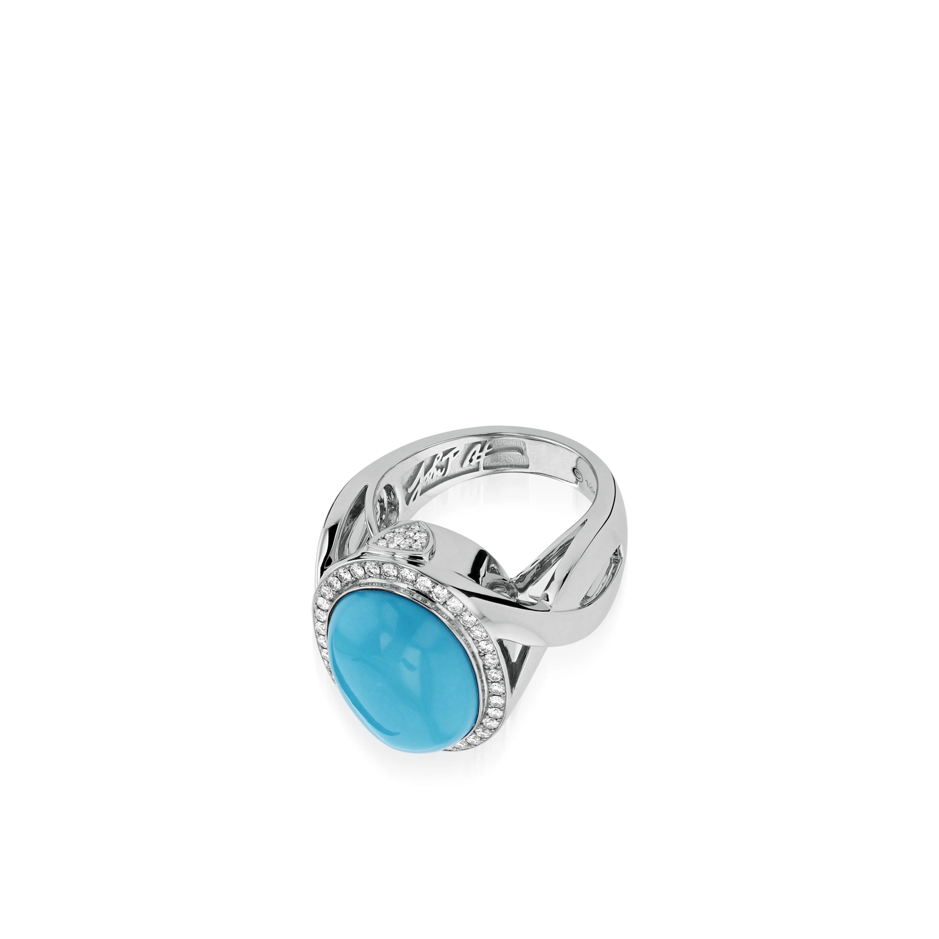 Signature Turquoise and Pave Diamond Ring - Image 2