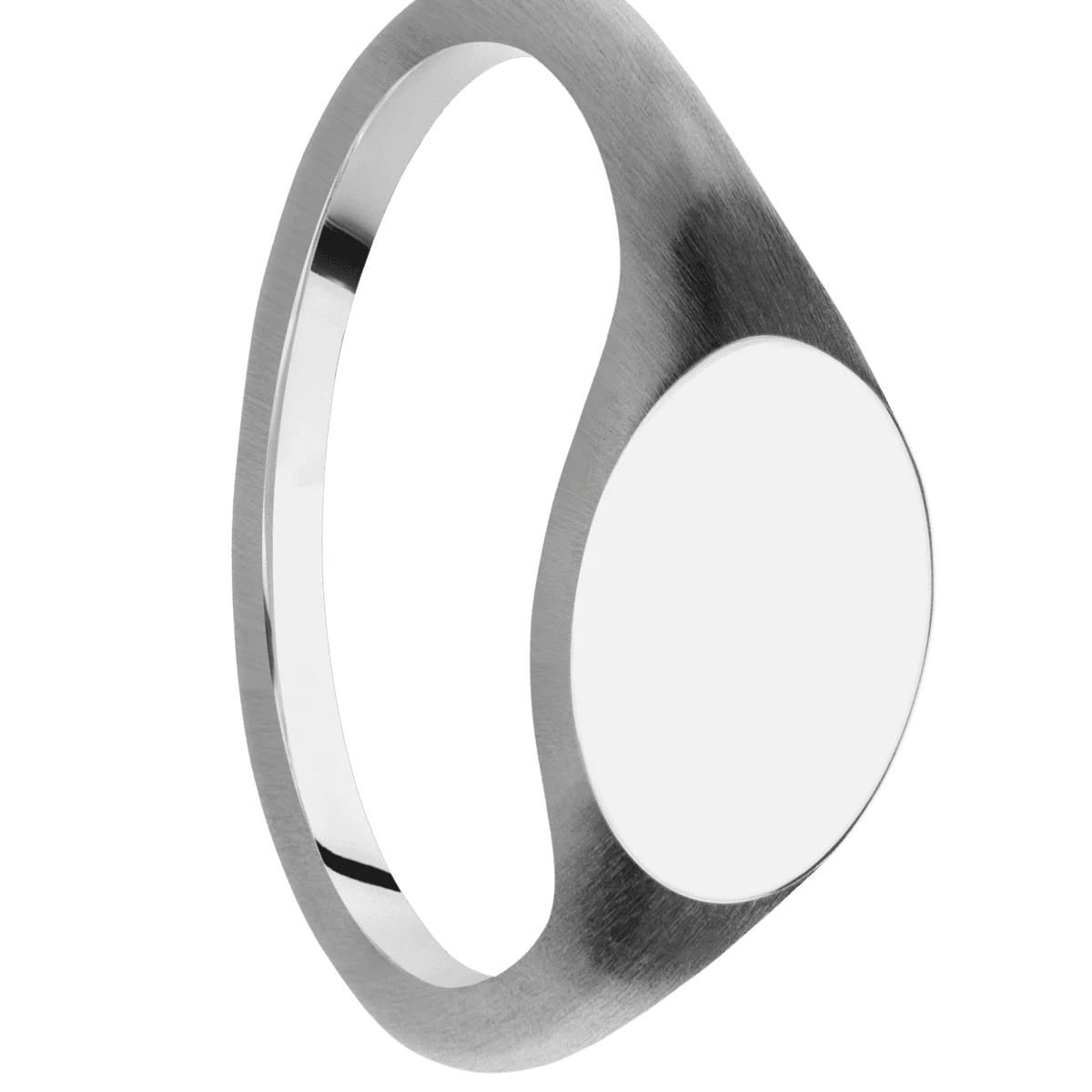Small Horizontal Oval signet ring (12x9mm) in 14K White Gold, with a Thin style band.