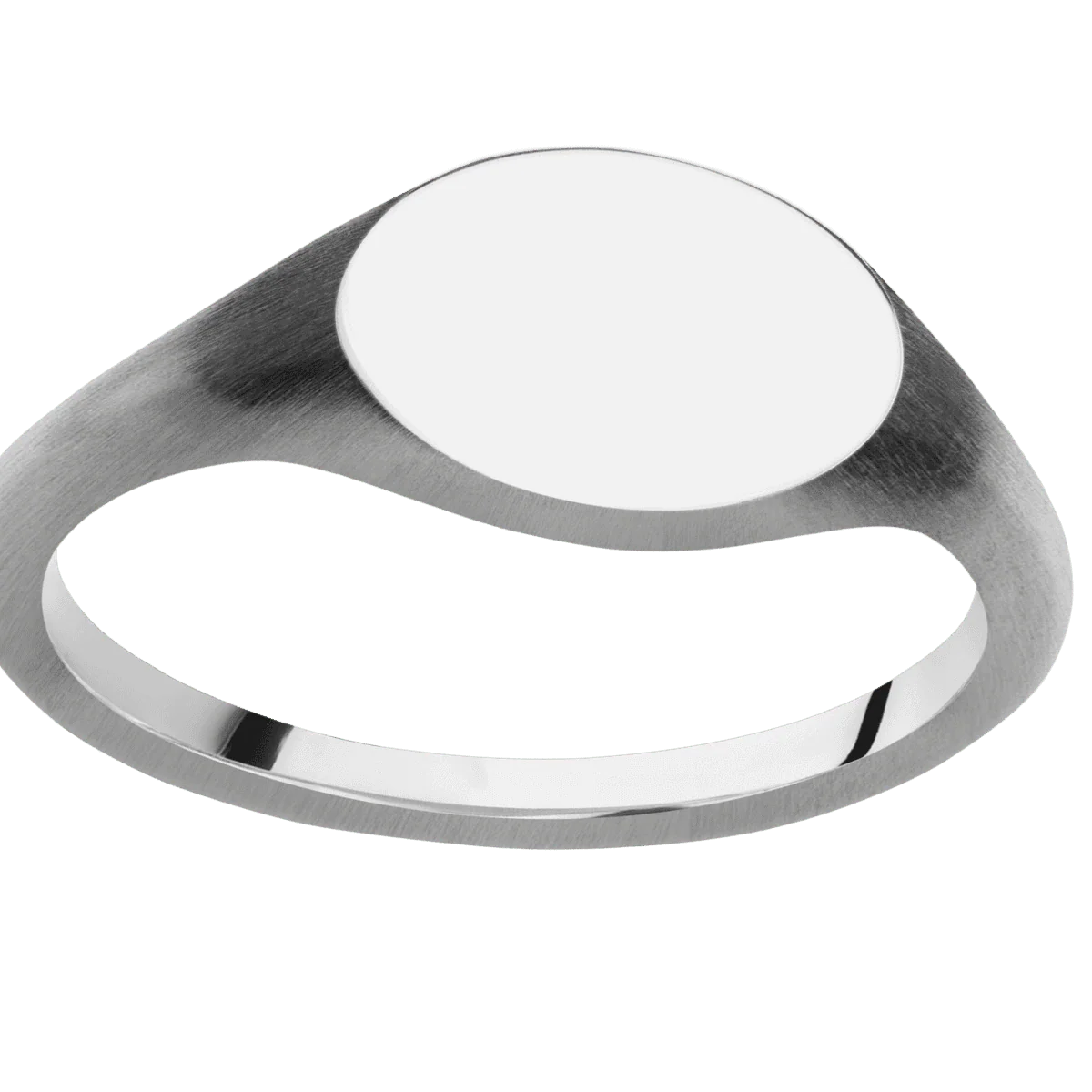 Small Horizontal Oval signet ring (12x9mm) in 14K White Gold, with a Thin style band. - Image 3