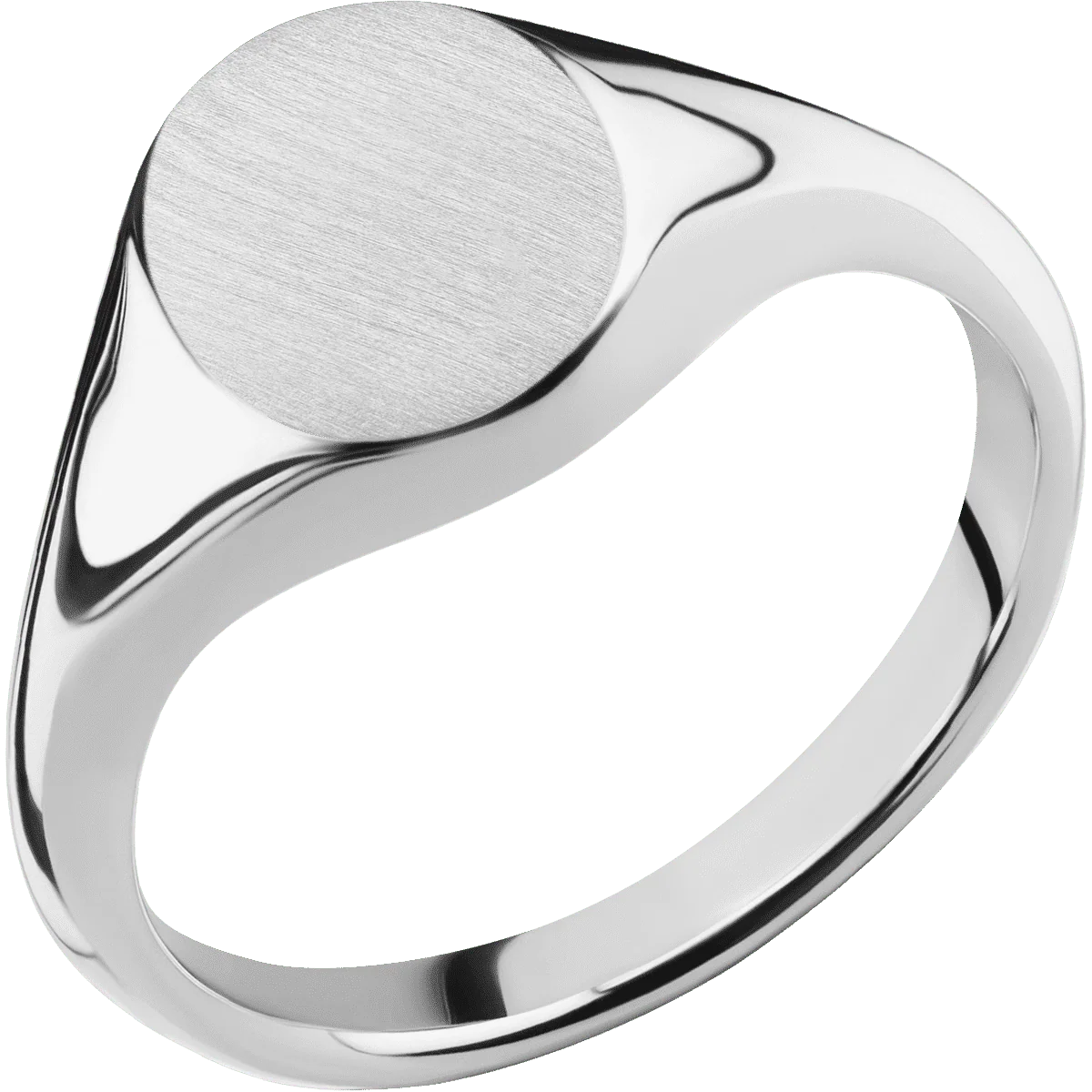 Small Oval signet ring (12x9mm) in 14K White Gold, with a Thin style band. - Image 2