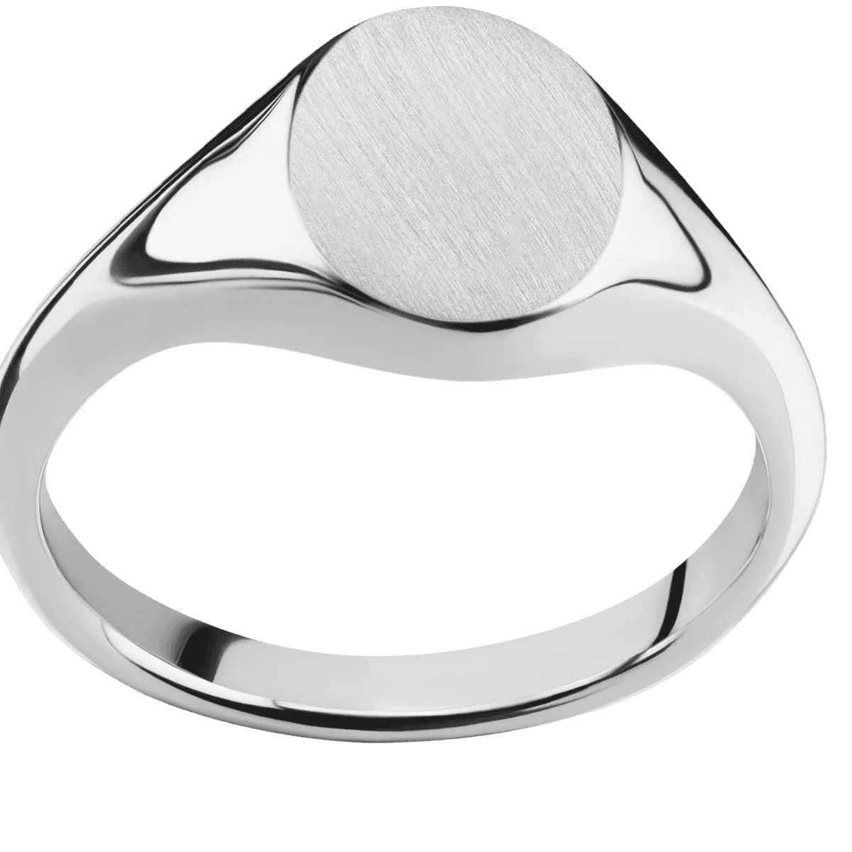 Small Oval signet ring (12x9mm) in 14K White Gold, with a Thin style band. - Image 3