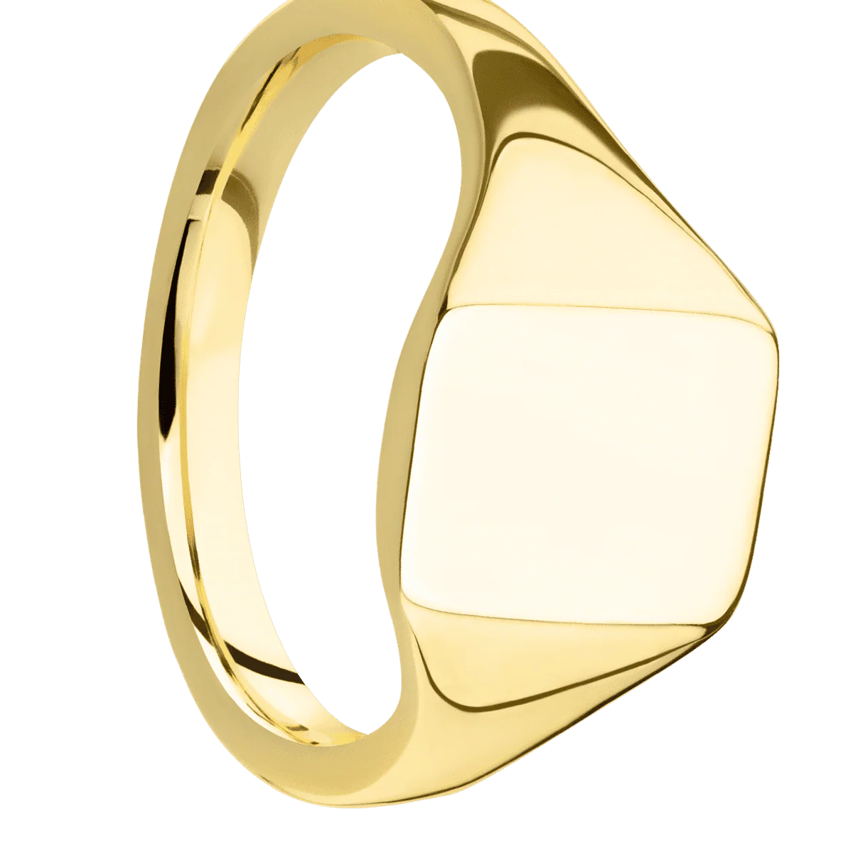 Small Rectangle signet ring (12x9mm) in 18K Yellow Gold, with a Thin style band.