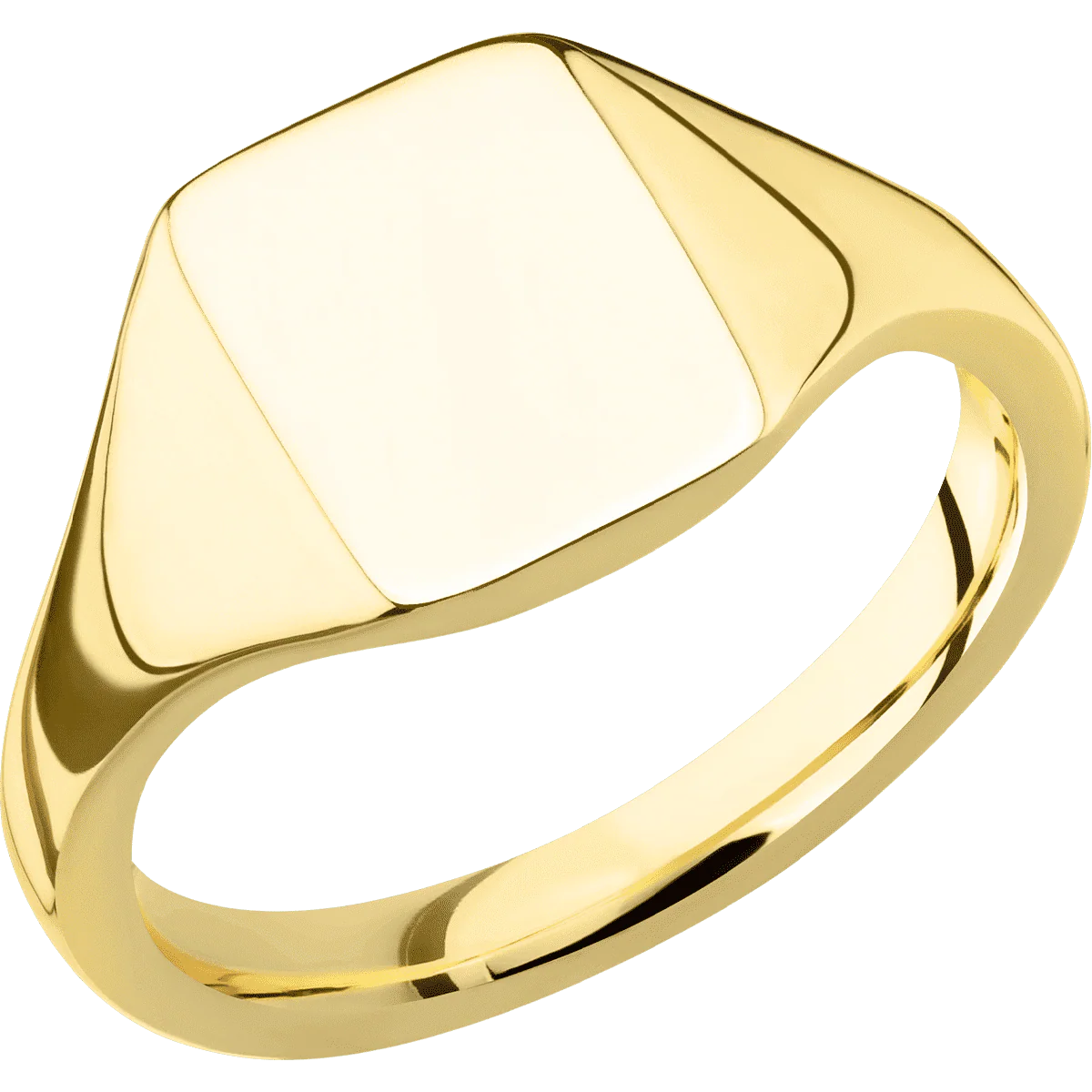 Small Rectangle signet ring (12x9mm) in 18K Yellow Gold, with a Thin style band. - Image 2