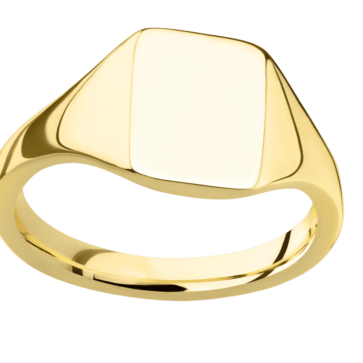 Small Rectangle signet ring (12x9mm) in 18K Yellow Gold, with a Thin style band. - Image 3