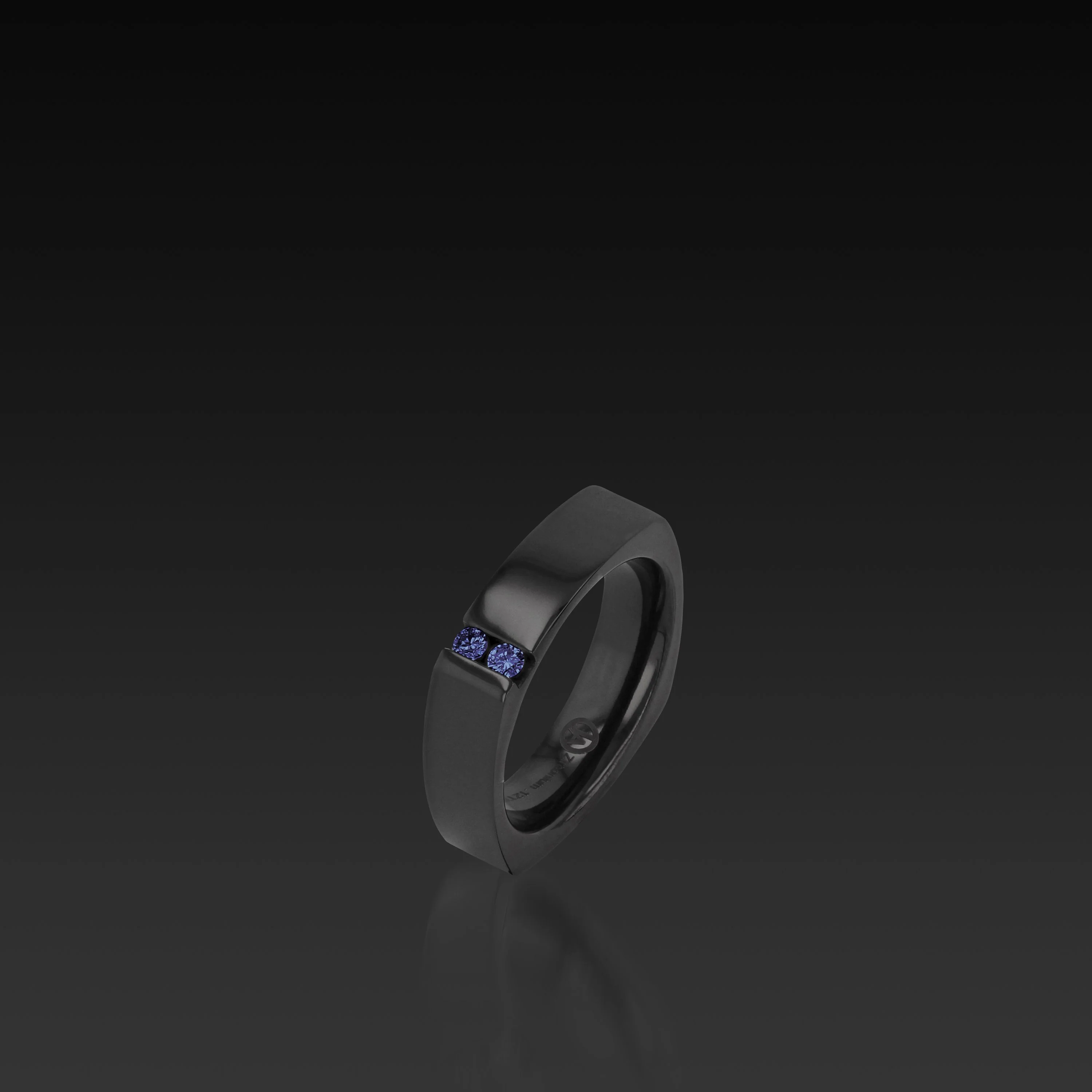 Square Band Black Zirconium with Gemstones - Image 3
