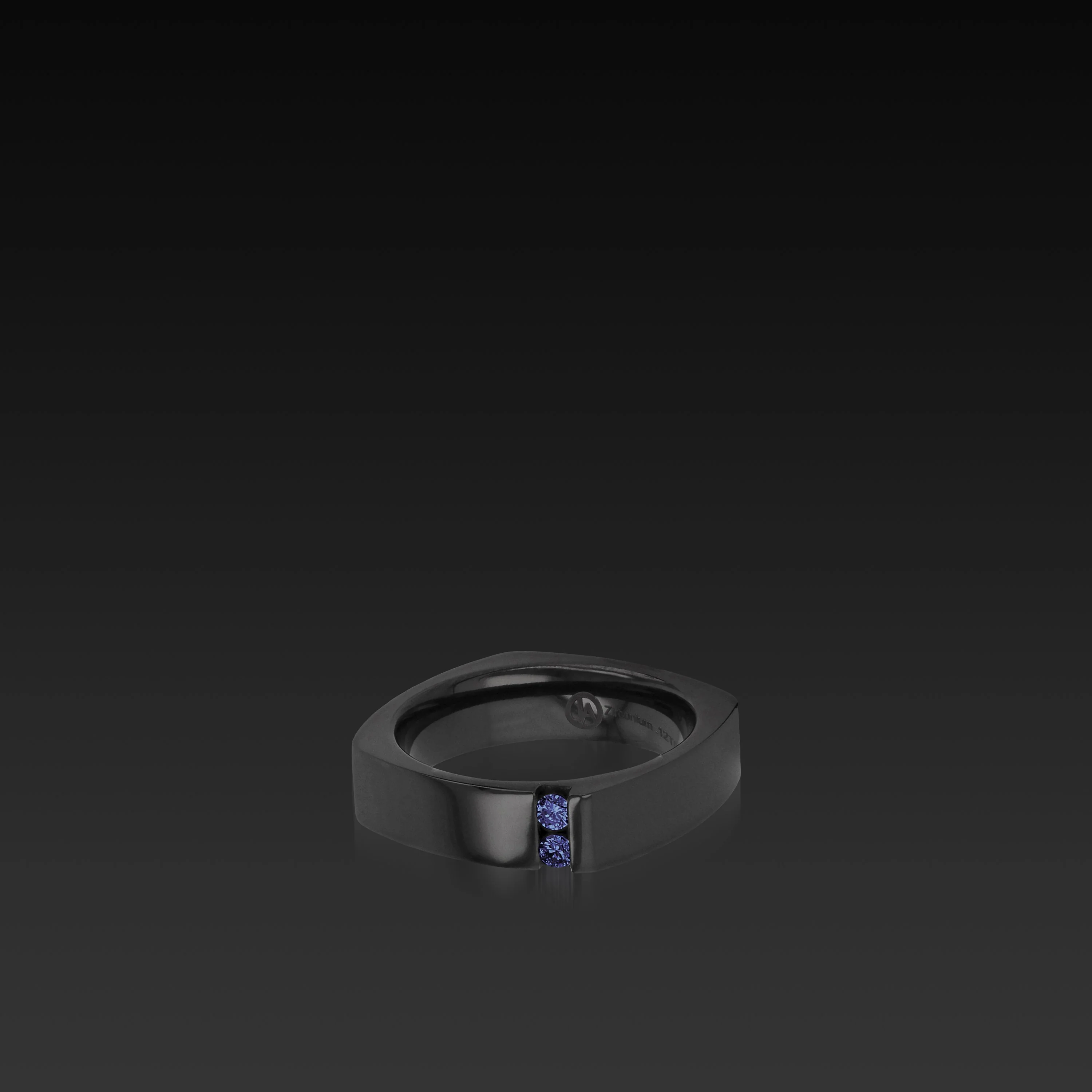 Square Band Black Zirconium with Gemstones - Image 4
