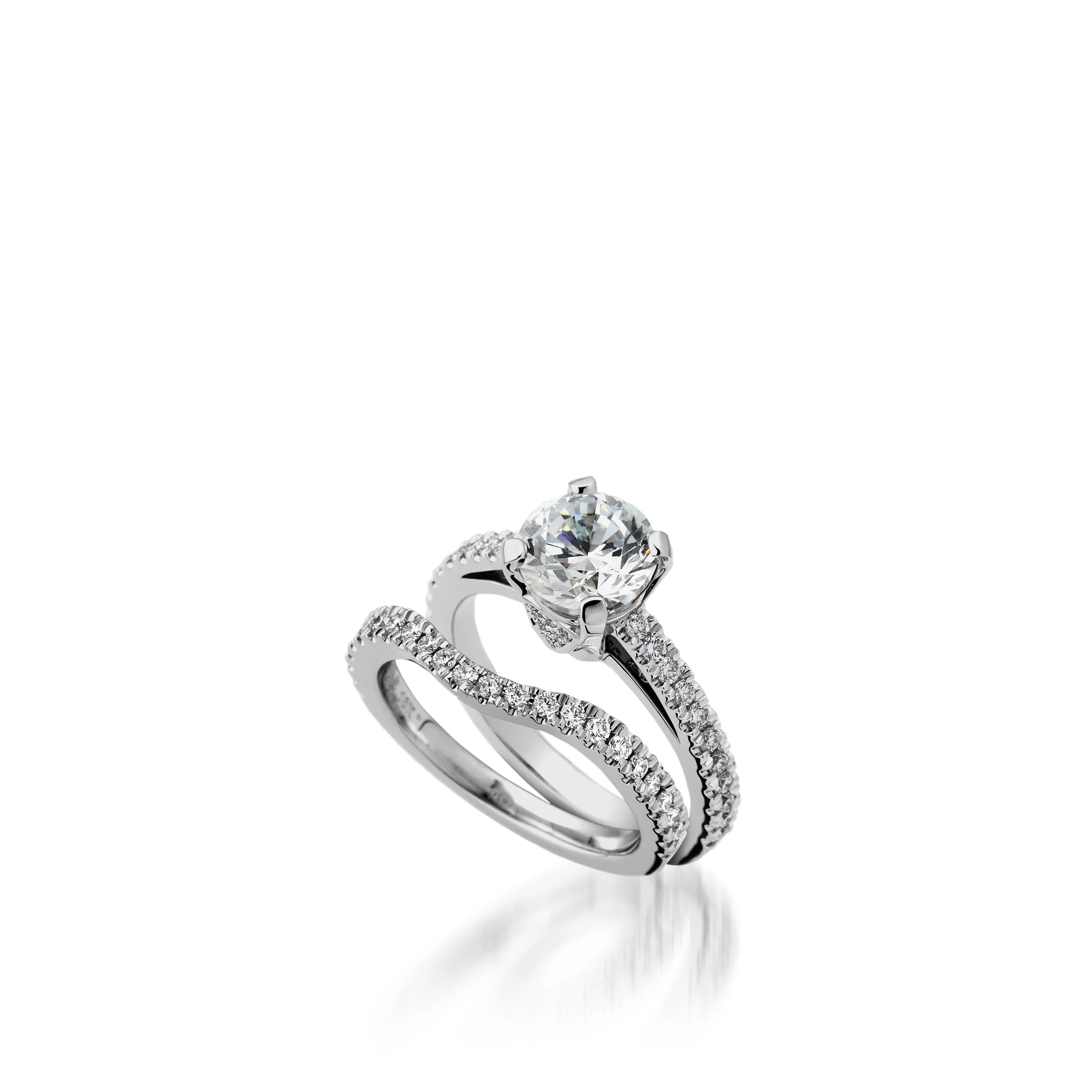 Starburst Round White Gold Engagement Ring - Image 2