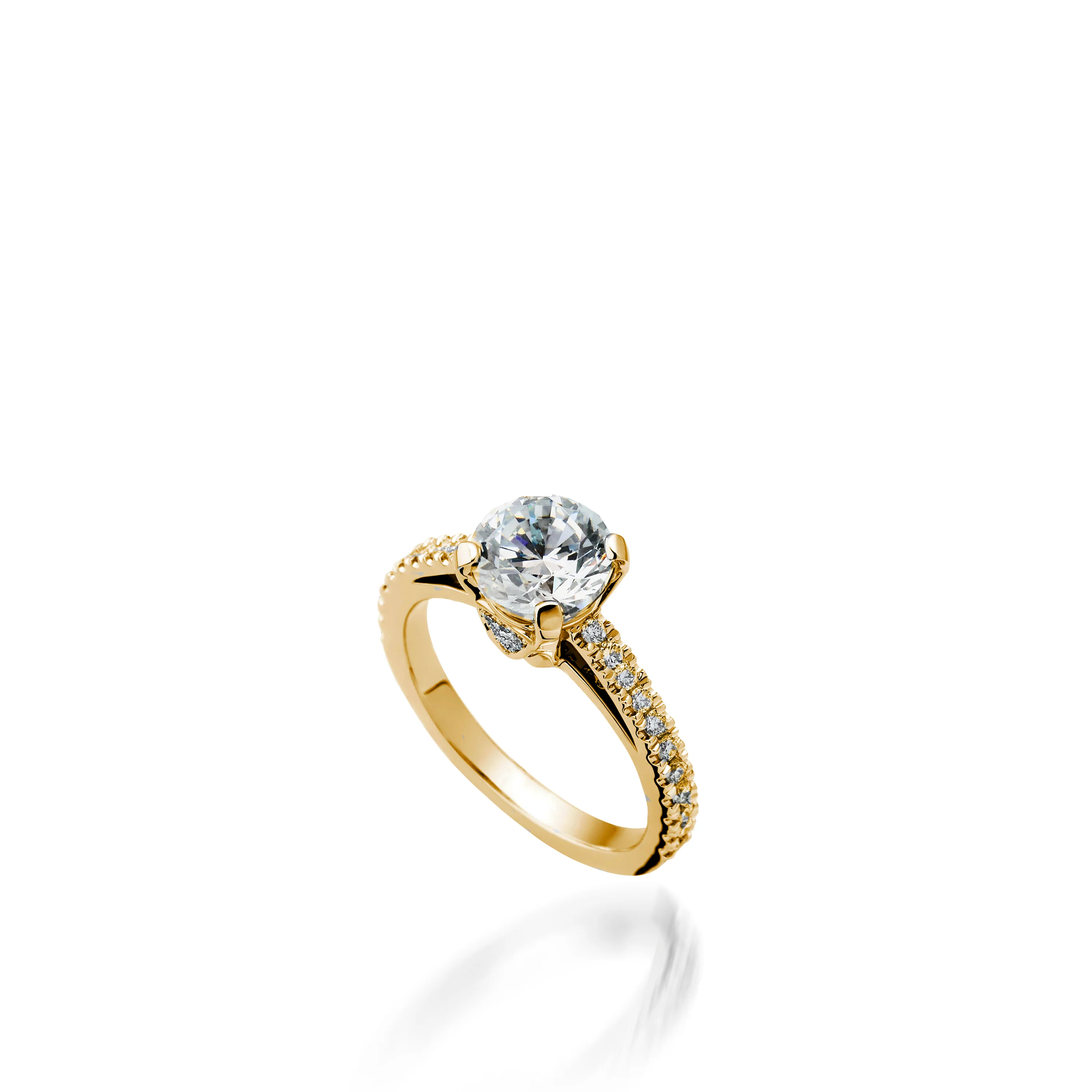 Starburst Round Yellow Gold Engagement Ring