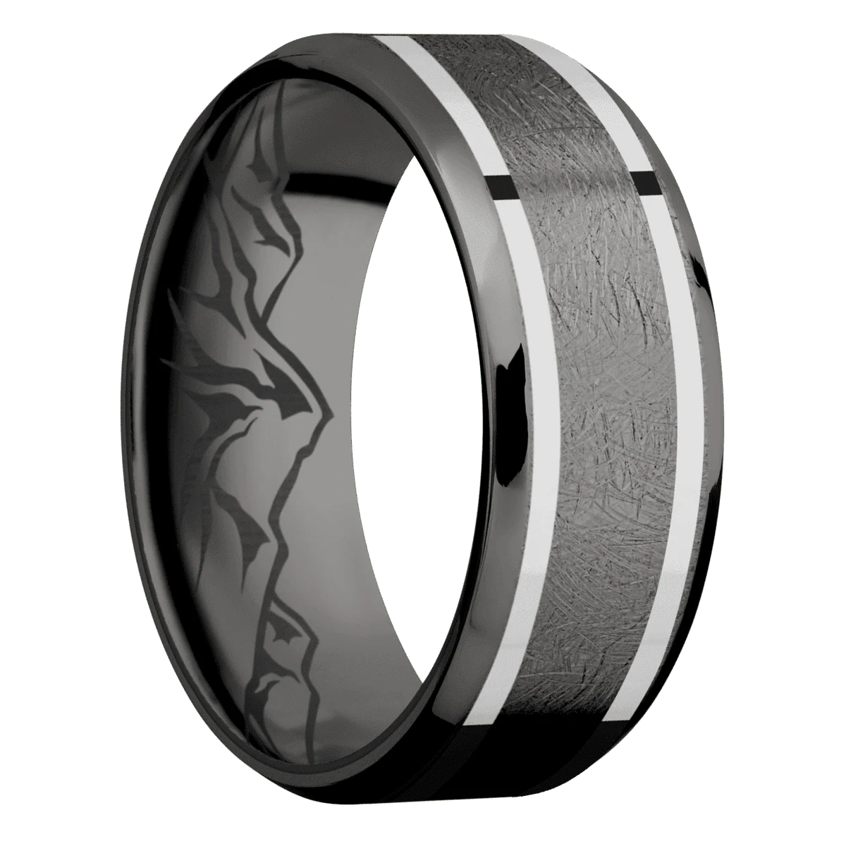 Tantalum Noir + Distressed , Polish Finish + Zirconium