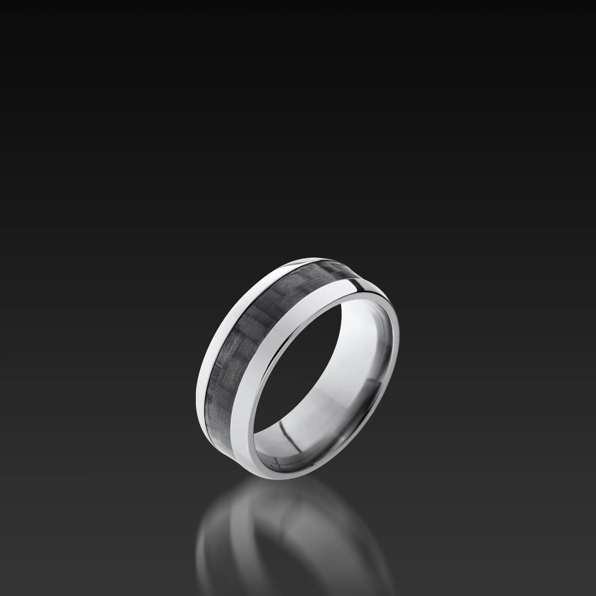 Titanium Domed Band with Carbon Fiber