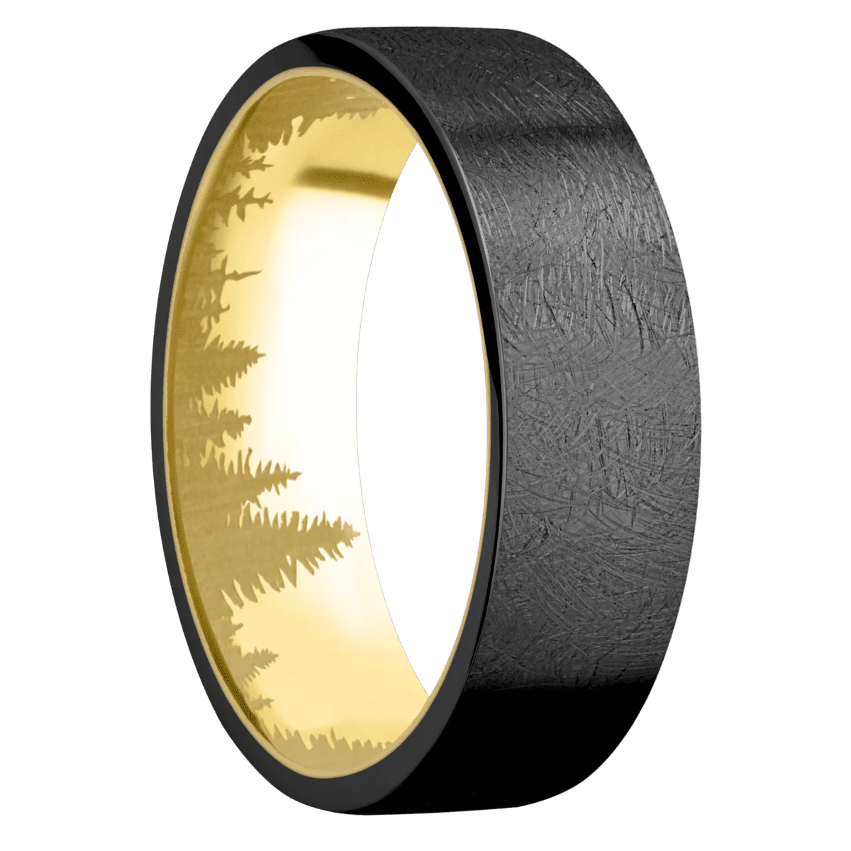 Zirconium + Distressed Finish + 14K Yellow Gold