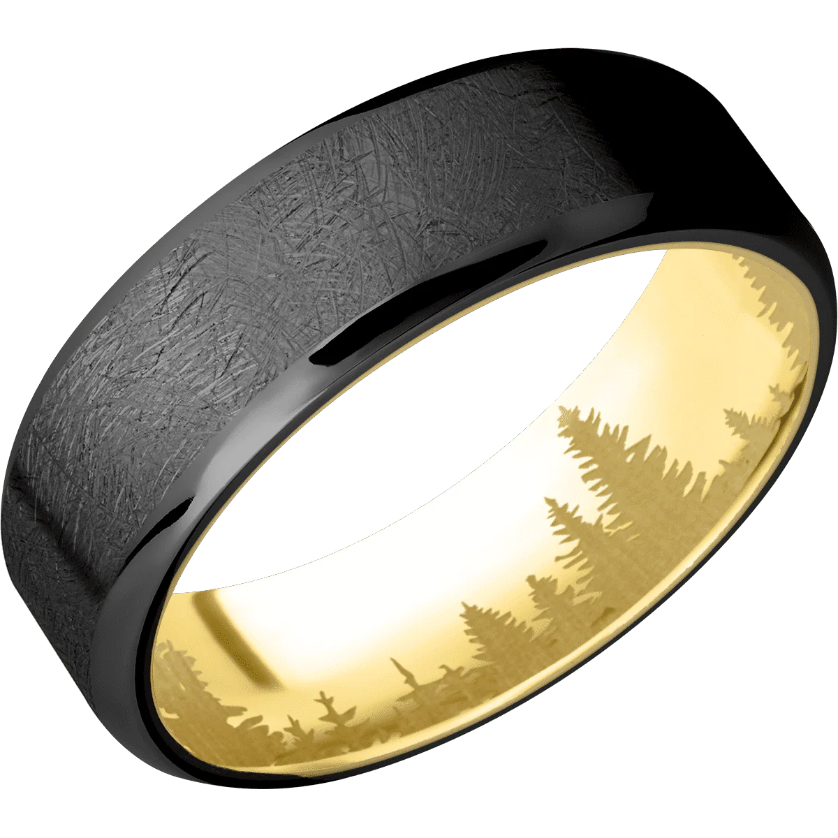 Zirconium + Distressed , Polish Finish + 14K Yellow Gold - Image 2