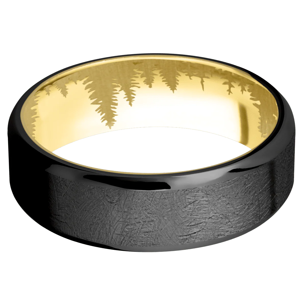 Zirconium + Distressed , Polish Finish + 14K Yellow Gold - Image 3