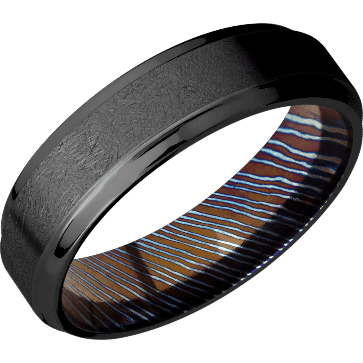 Zirconium + Distressed , Polish Finish + Titanium Damascus - Image 2