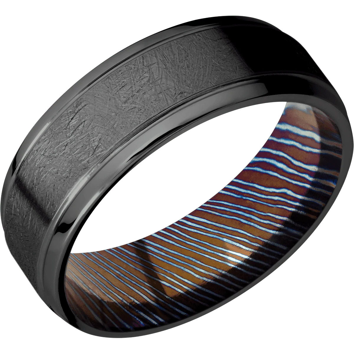 Zirconium + Distressed , Polish Finish + Titanium Damascus - Image 2