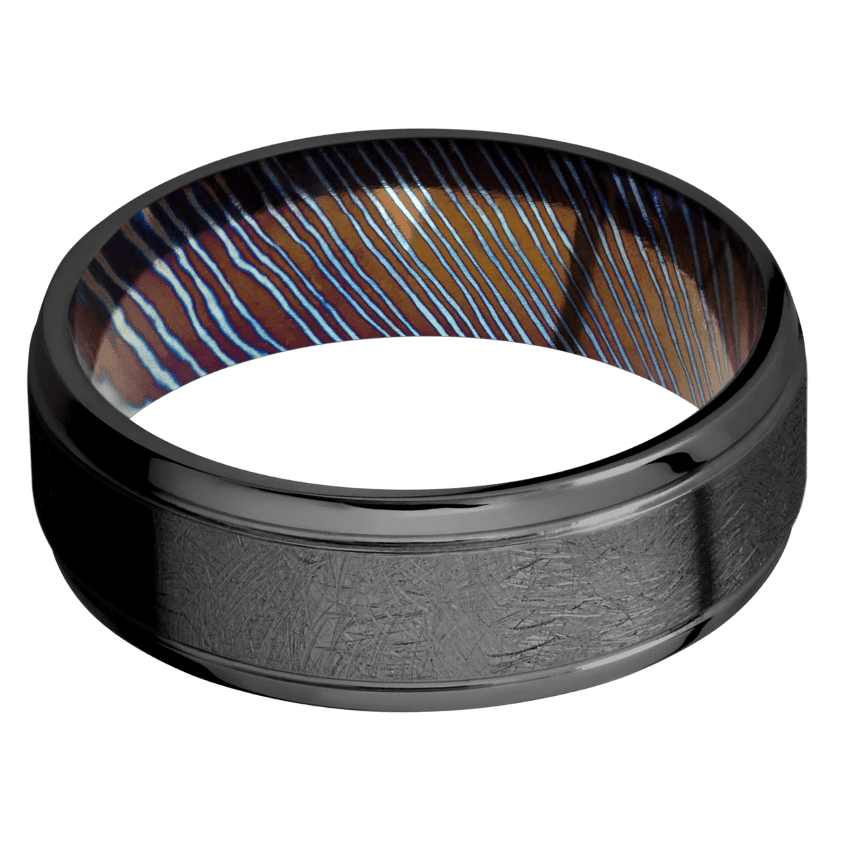 Zirconium + Distressed , Polish Finish + Titanium Damascus - Image 3
