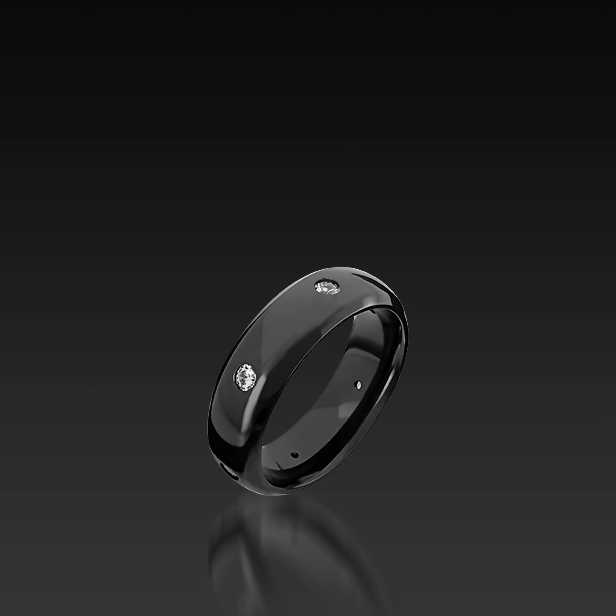 Zirconium domed Band with Diamonds