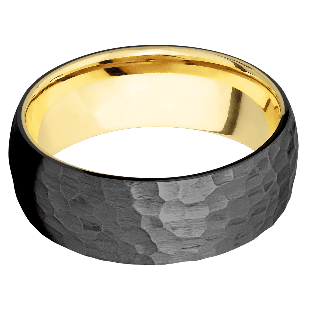 Zirconium + Hammer Finish + 14K Yellow Gold - Image 3