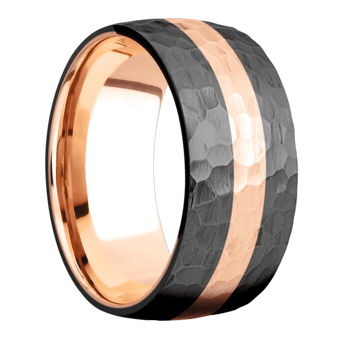 Zirconium + Hammer Finish + 18K Rose Gold